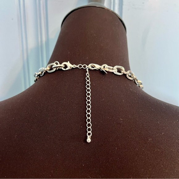 Lia Sophia Kiam Family Silver Tone Faux Amber Nacklace Big Chunky Up to 20" L - Picture 5 of 15